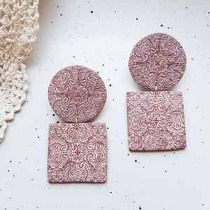 Terracotta tile inspired clay earrings